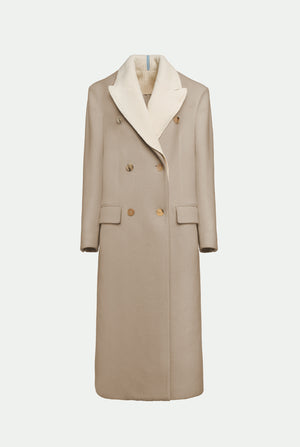 Double breasted coat in mixed virgin wool