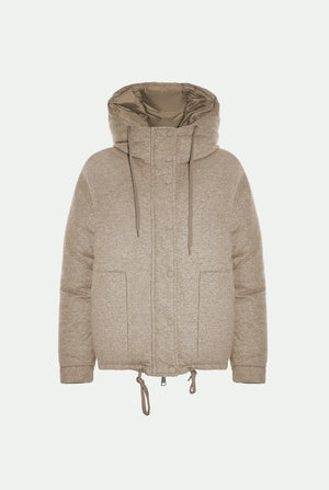 Down jacket in cashmere and wool mix
