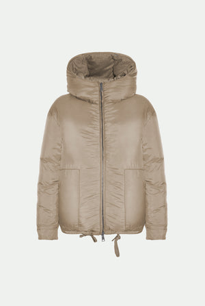 Down jacket in cashmere and wool mix