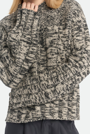 Rib and cable virgin wool and cashmere Crewneck