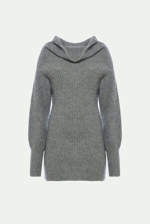Virgin wool, mohair wool and silk high-neck sweater