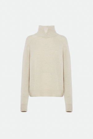 Regenerated cashmere and wool high-neck sweater