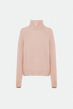 Regenerated cashmere and wool high-neck sweater