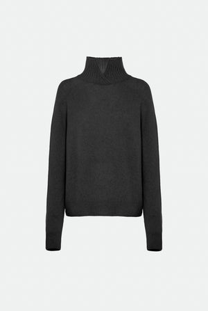 Regenerated cashmere and wool high-neck sweater