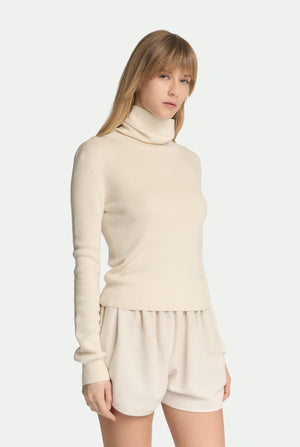 Maglia collo alto in cashmere seta