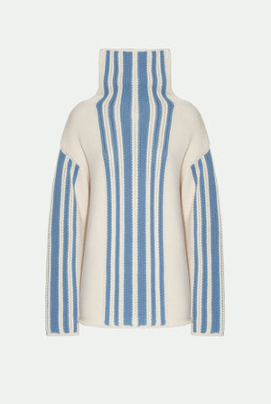 Collo alto con intarsio in lana vergine e cashmere