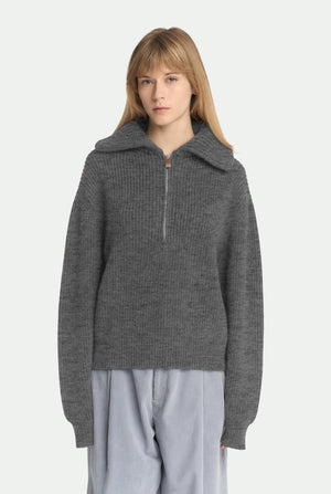 Polo côtelé zippé en 100 % cachemire