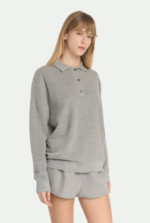 Piqué polo in virgin wool and silk