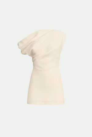 Top scollo asimmetrico in cashmere seta