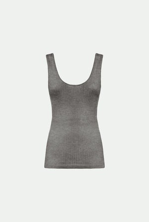 Canotta a costina in cashmere seta