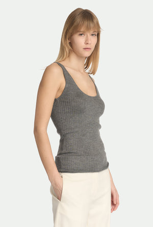 Tanktop in Rippenstrick aus Kaschmir und Seide