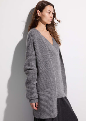 Cardigan in misto lana vergine da donna nel colore grigio