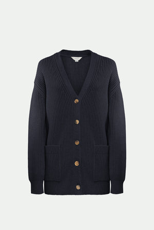 Ribbed cardigan in luxury cashmere