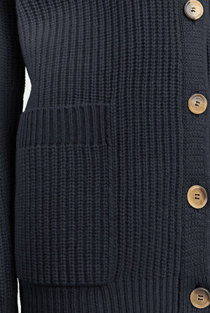 Ribbed cardigan in luxury cashmere
