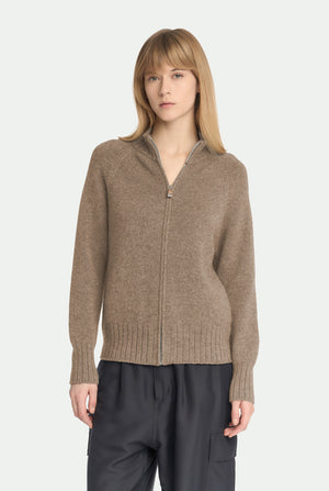 Bomber zippé raglan en cachemire