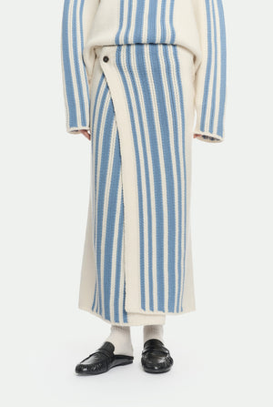 Tube skirt with inlay in virgin wool and cashmere