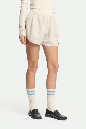 Short en piqué de laine vierge et soie