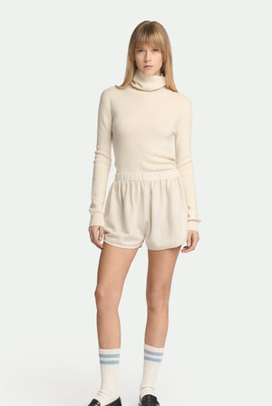 Piqué shorts in virgin wool and silk
