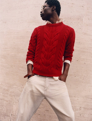 Hemingway Cable Crewneck in cashmere