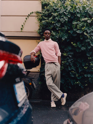 Newman Double Collar Crewneck in wool and cashmere