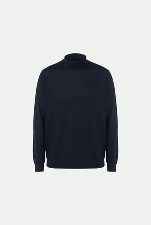 Cashmere and silk mock polo neck sweater
