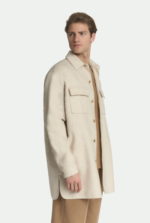 Giacca camicia in lana vergine e cashmere