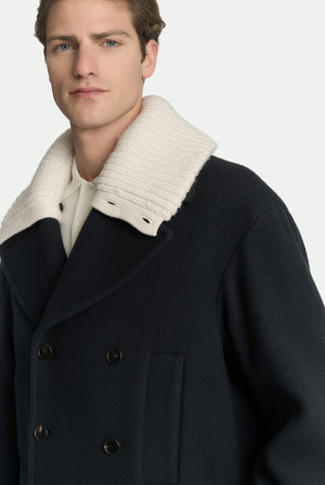 Virgin wool and cashmere peacoat