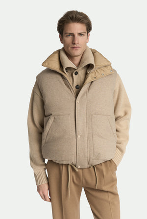 Reversible Waterproof Cashmere and wool blend down vest