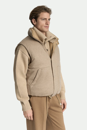 Plumífero sin mangas de mezcla de cachemira y lana