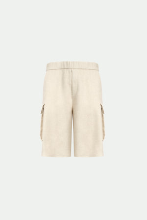 Bermuda cargo shorts in virgin wool and cashmere