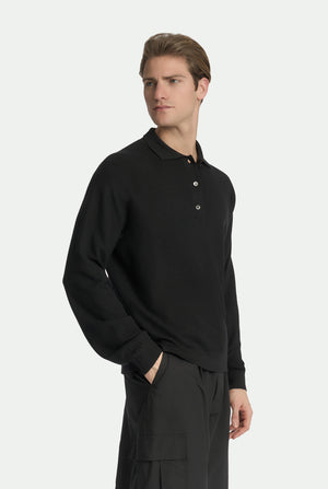 Polo in Piqué-Strick aus Schurwolle und Seide