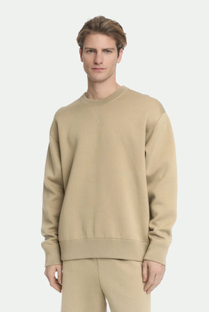 Jersey de cuello redondo de mezcla de lana virgen y seda